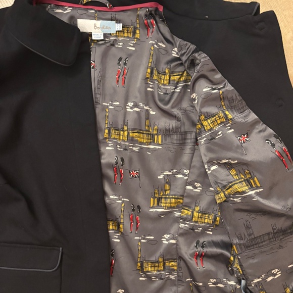 Boden Black Blazer Jacket with Silk London Print Lining - Picture 5 of 8